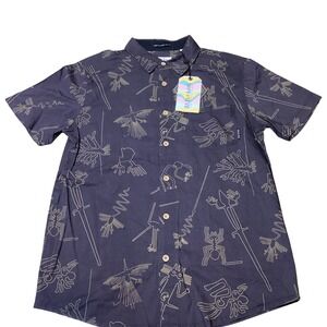 Baja‎ Llama Mens Peru Incan Treasures Shirt Nazca Lines Dark Chocolate Size S